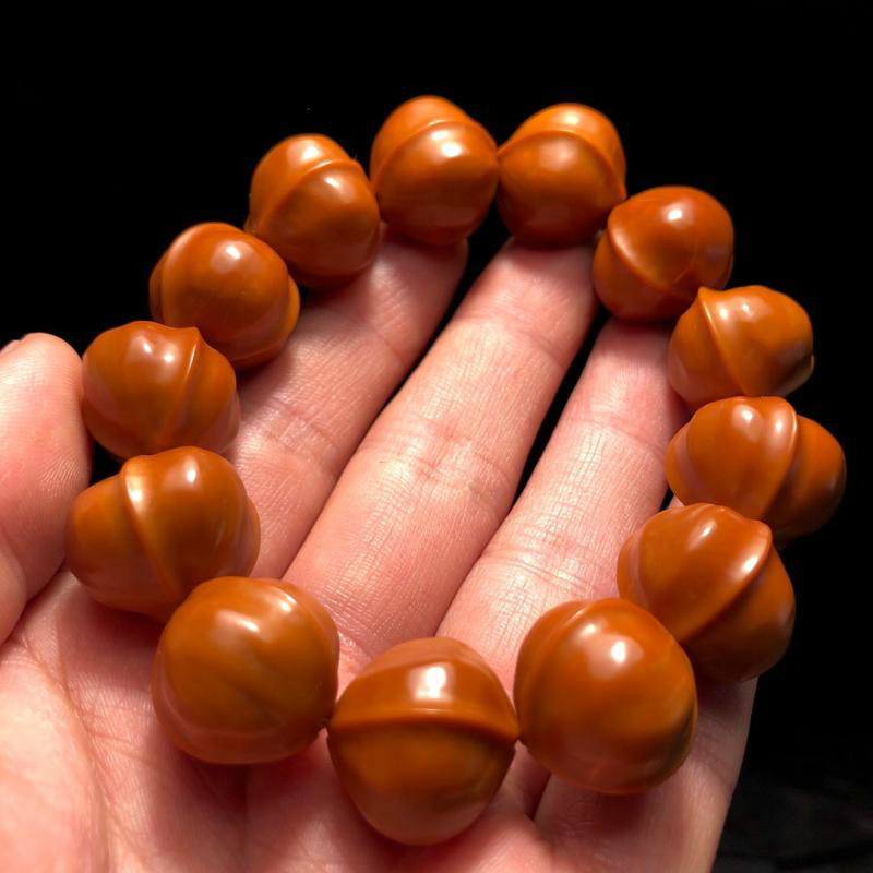 橄榄核雕刻鲨鱼背手串短圆素核光珠手链素串手持单籽核雕文玩单圈