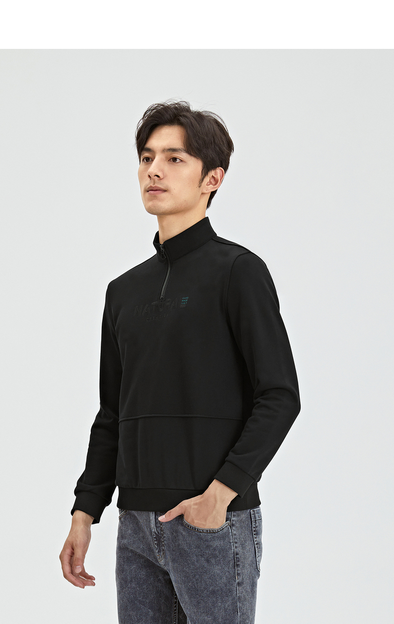 【抗菌】利郎拉链领卫衣男2021秋季新款时尚休闲刺绣休闲长袖t恤卫衣