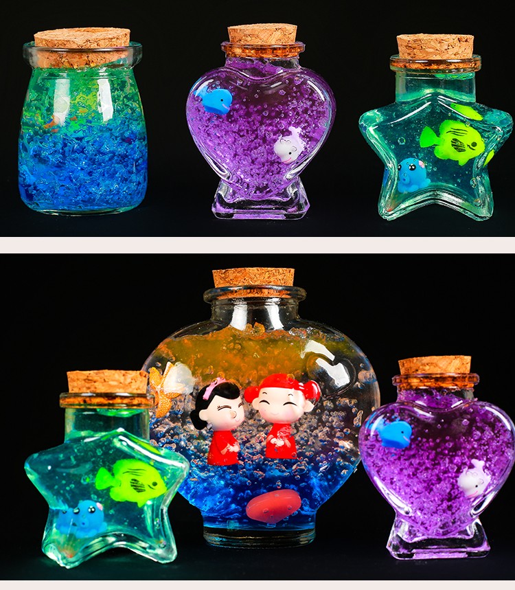 创森海绵宝宝吸水珠泡大珠许愿瓶水精灵玩具海洋漂流瓶 锥中铁塔瓶