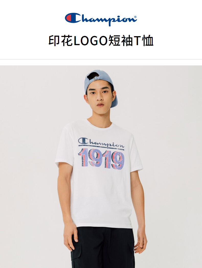 champion2021春夏新款纯棉潮流1919印花t恤无性别冠军短袖男女情侣