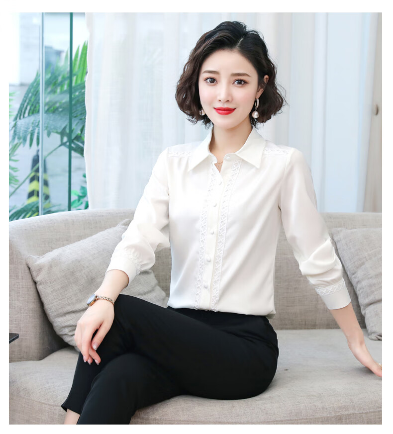 俞兆林(yuzhaolin)雪纺长袖衬衫女春秋薄款2022年新款春装修身型时尚