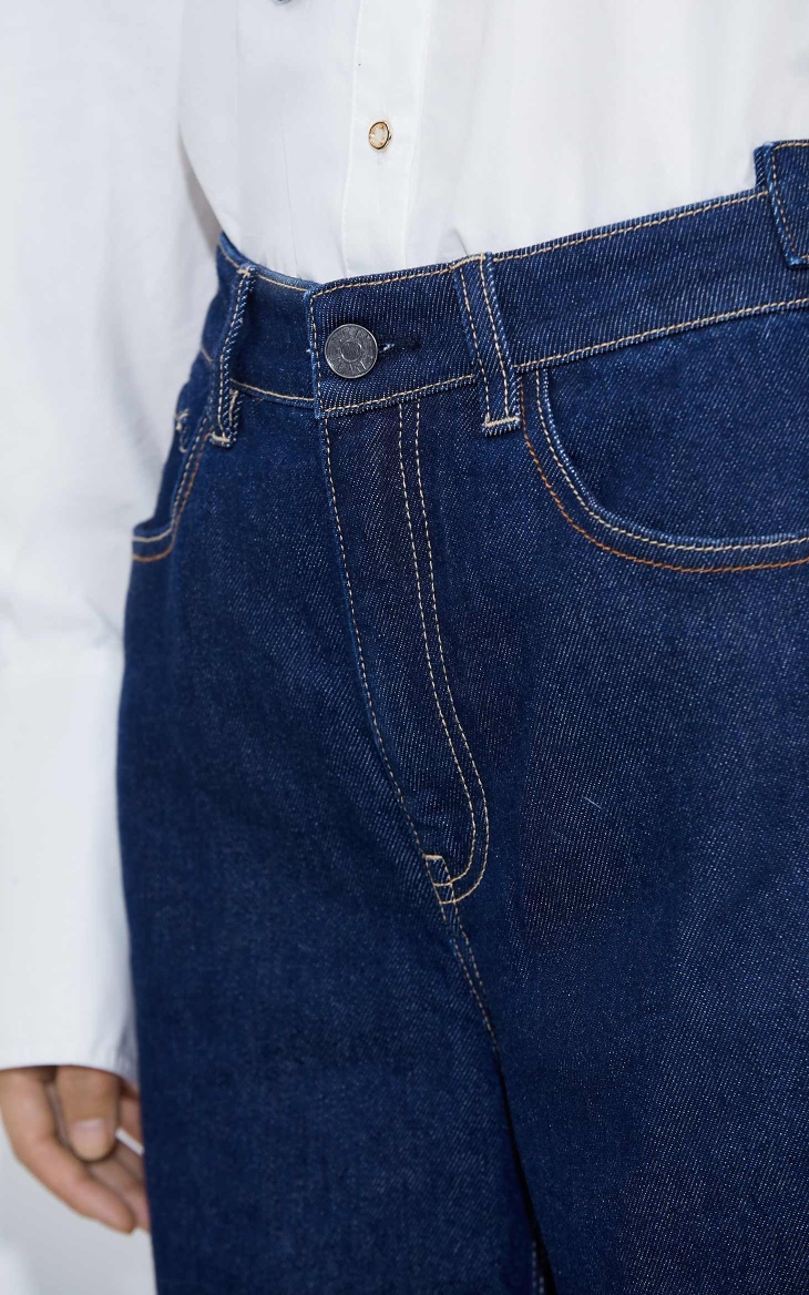 only2021秋季新款高腰宽松直筒设计感长裤牛仔裤女12134