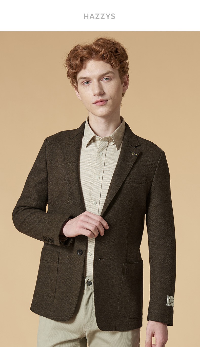 【商场同款】hazzys哈吉斯男装 秋款西装单西外套轻商务休闲西服asuzj