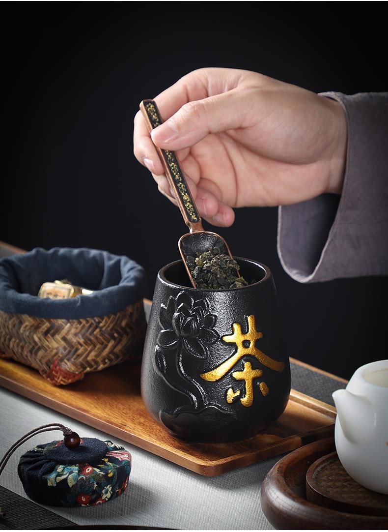 黑陶茶叶罐密封储茶罐普洱黑茶存储罐防潮手工小号茶罐密封茶罐子 新