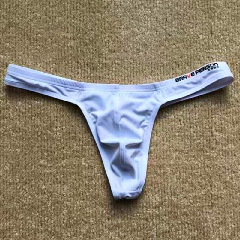 男士内裤青年低腰性感丝滑锦纶丁字内裤黑色s