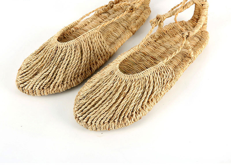 草鞋草编鞋女男潮手工复古编织藤草男士手编凉鞋表演凉草鞋 浅棕色 37