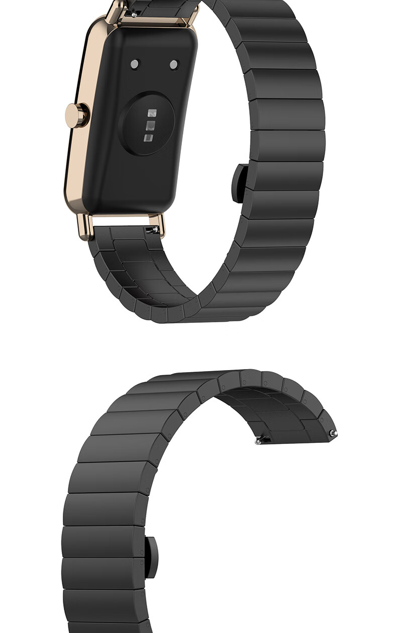 mini钢表带智能手表不锈钢腕带 一株钢带【黑色】 适用:华为watch fit