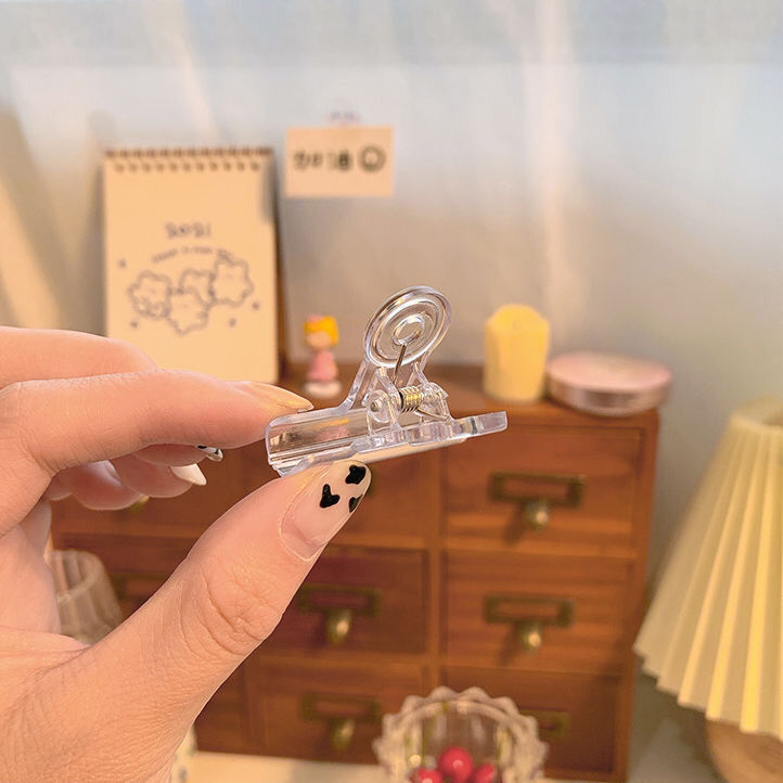 网红多功能迷你文具资料固定拍照装饰夹子 1个装 50mm透明夹子【图片