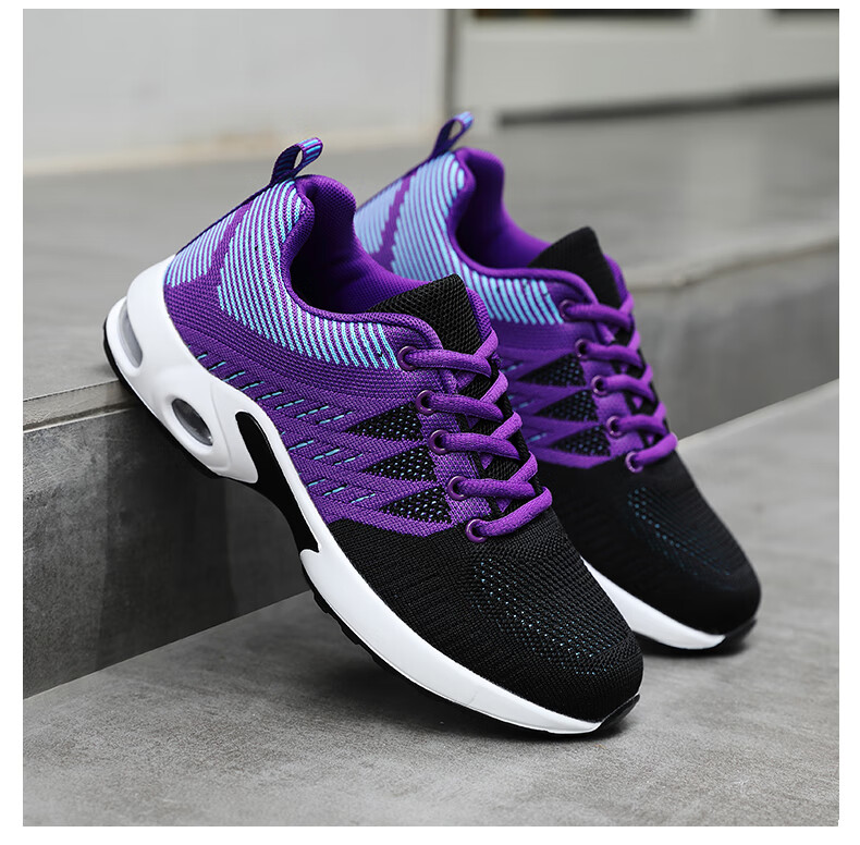 扁平足专用鞋女飞织气垫大码女鞋4042足跟痛鞋子足弓鞋全黑色久穿不累