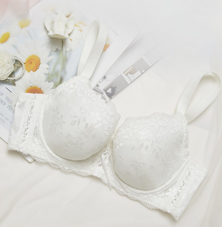 杯文胸新品精致派对上托稳定无海绵薄大胸胸罩内衣女夏黑色木瓜杯75h