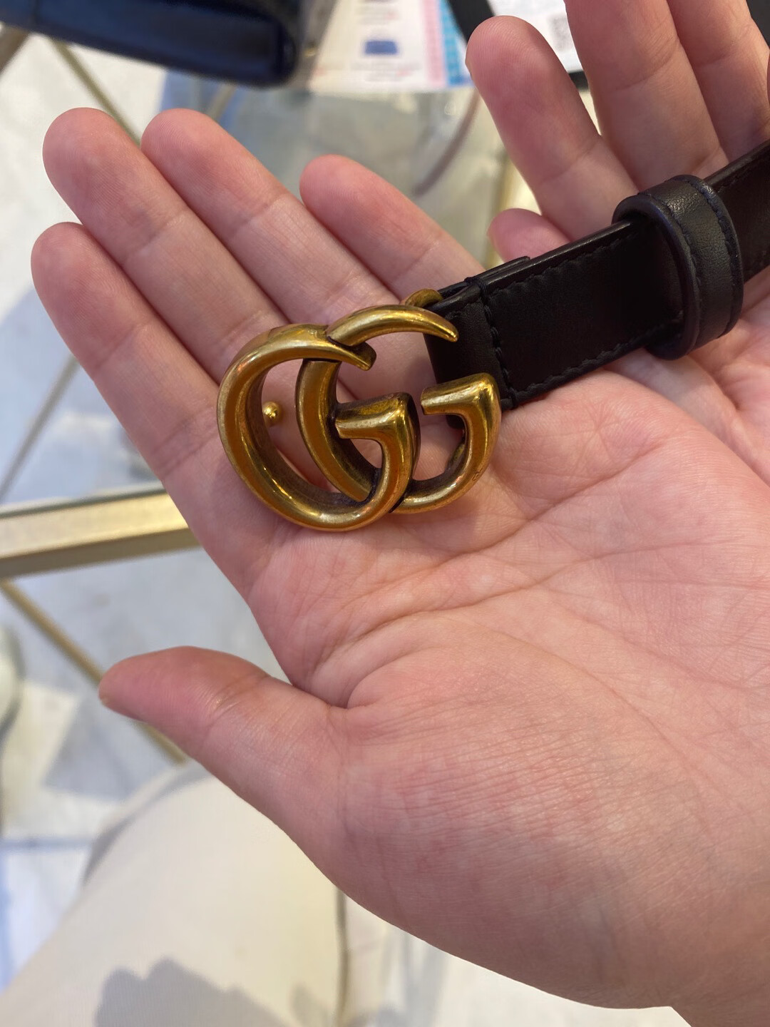 【国内现货】gucci古驰3cm皮带双g经典百搭复古金扣百搭牛皮腰带 黑色