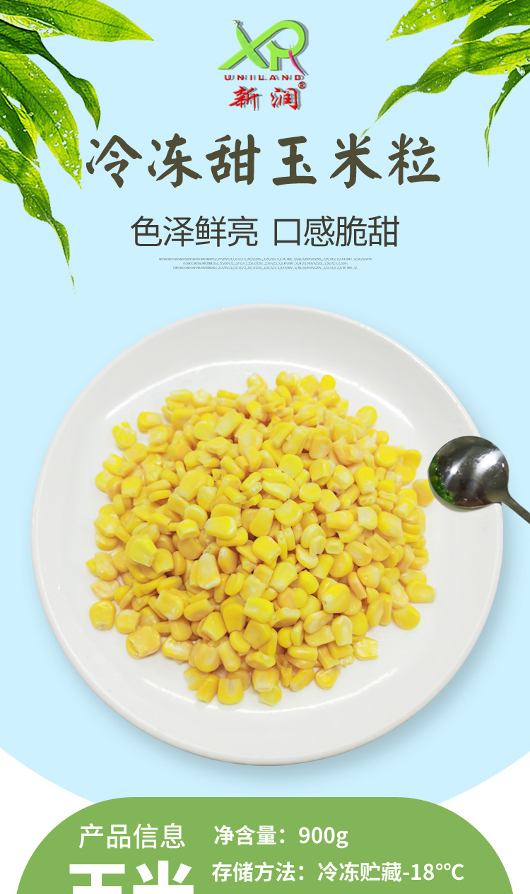 新润 甜玉米粒 900g 速冻 冷冻方便蔬菜 方便菜 半成品菜 水果沙拉