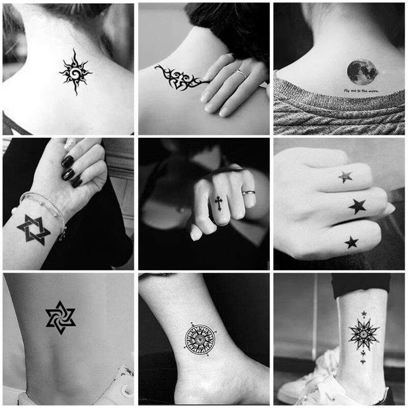 60张纹身贴防水女韩国仿真脚踝手臂男个性图腾刺青贴纸黑暗系原谅色