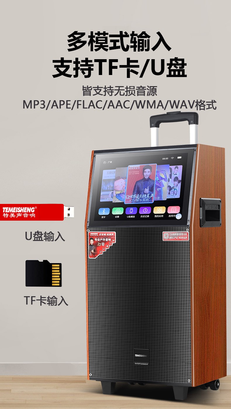 特美声temeishengqx0865户外广场舞视频音响k歌蓝牙大功率带显示屏