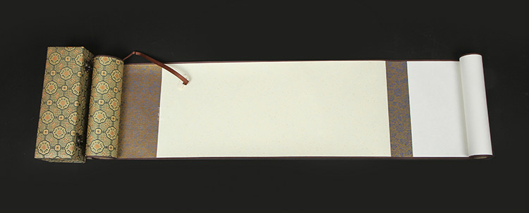 专用空白熟宣卷轴定制长卷仅手卷无盒16cm宽26米长白色加厚生宣蓝龙纹