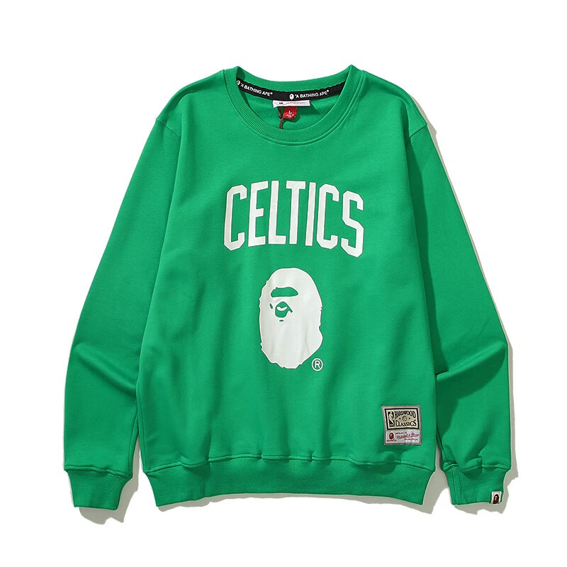 日本潮牌bape春秋款刺绣小标猿人头nba联名款圆领卫衣男女款外套 5113