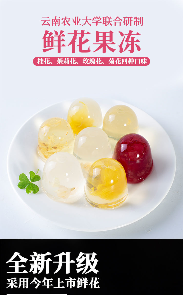 鲜花果冻玫瑰茉莉味零脂肪创意布丁零食七彩云花菊花茉莉两袋