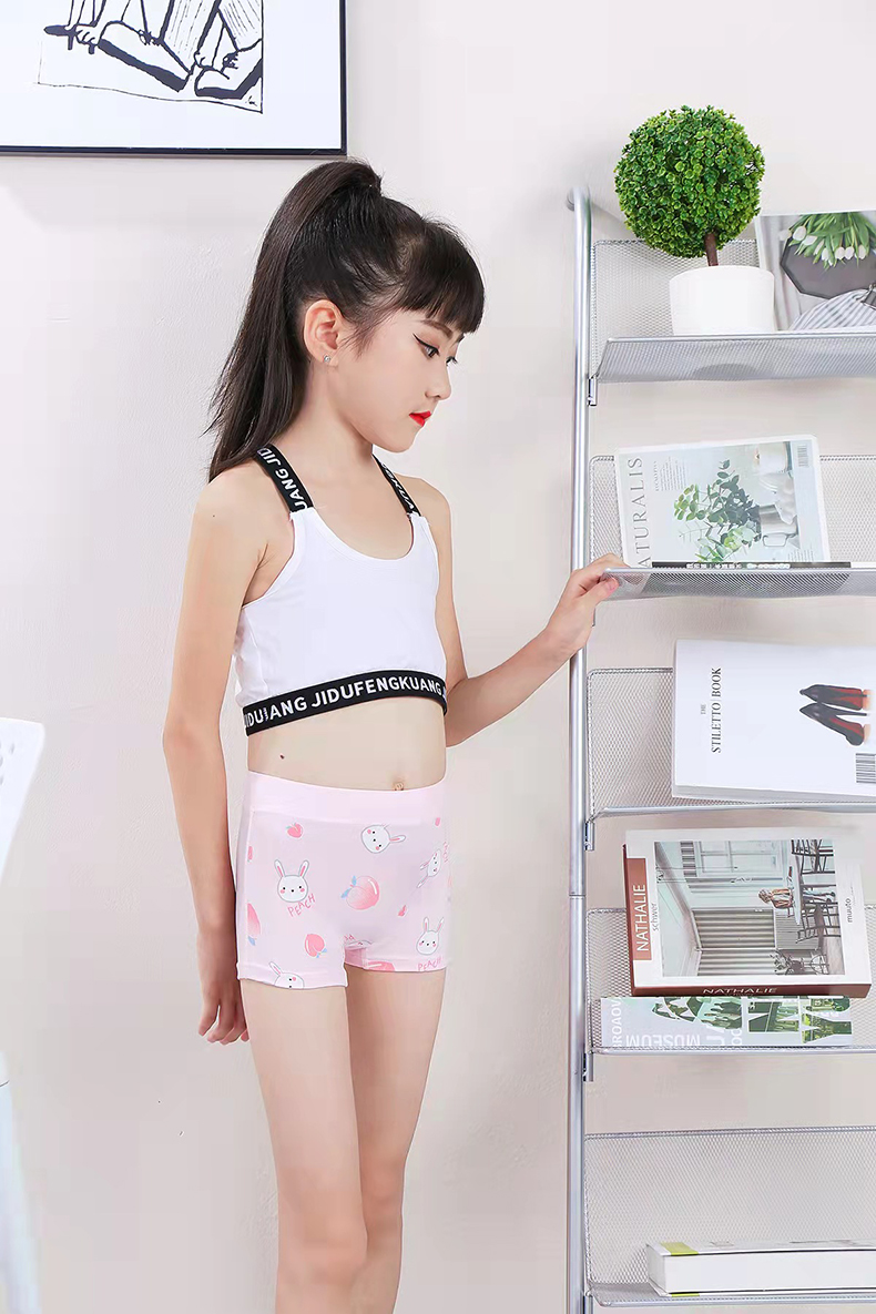 儿童内裤女童棉平角不夹pp棉宝宝大童小女孩四角三角短裤 三角小兔(5