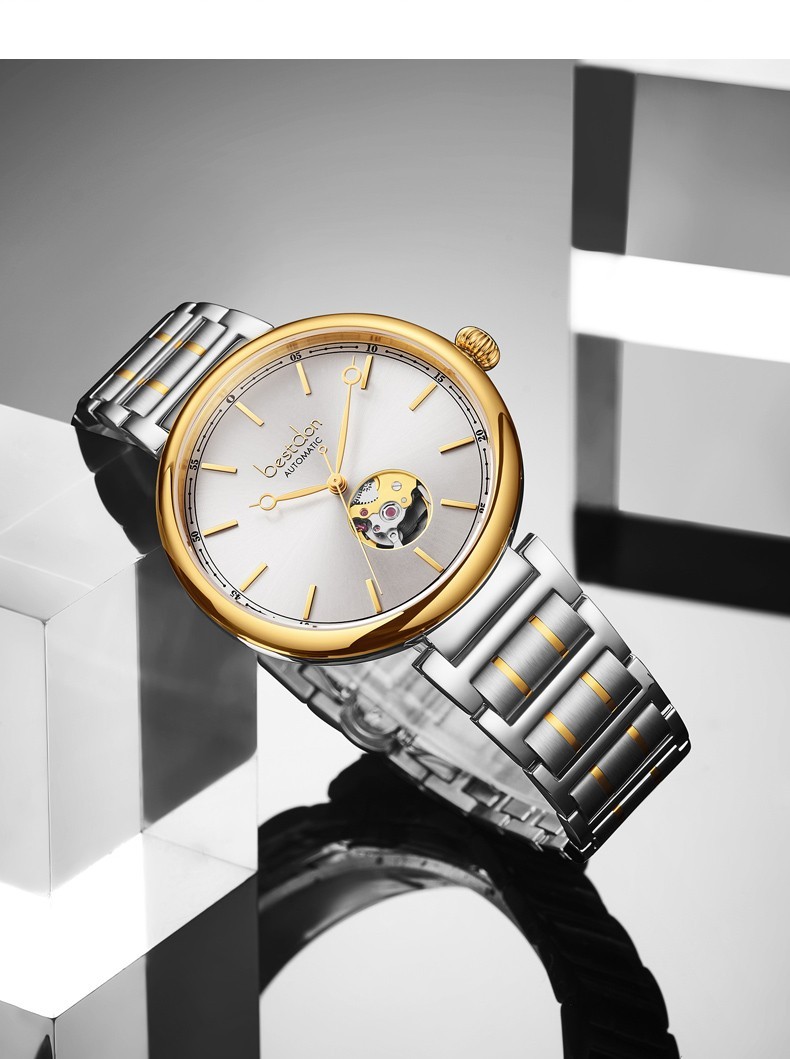 【瑞士品质】邦顿品牌 新品全自动商务机械情侣手表一对镂空防水夜光