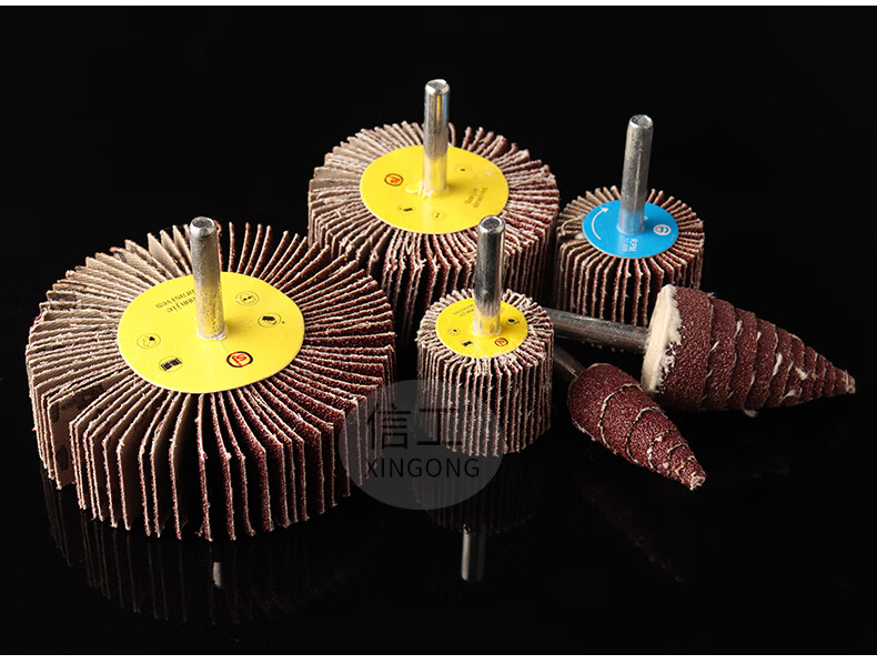 抛光轮圆柱锥形手电钻电磨机千叶轮砂布磨头 6*35圆柱形 10支装【图片