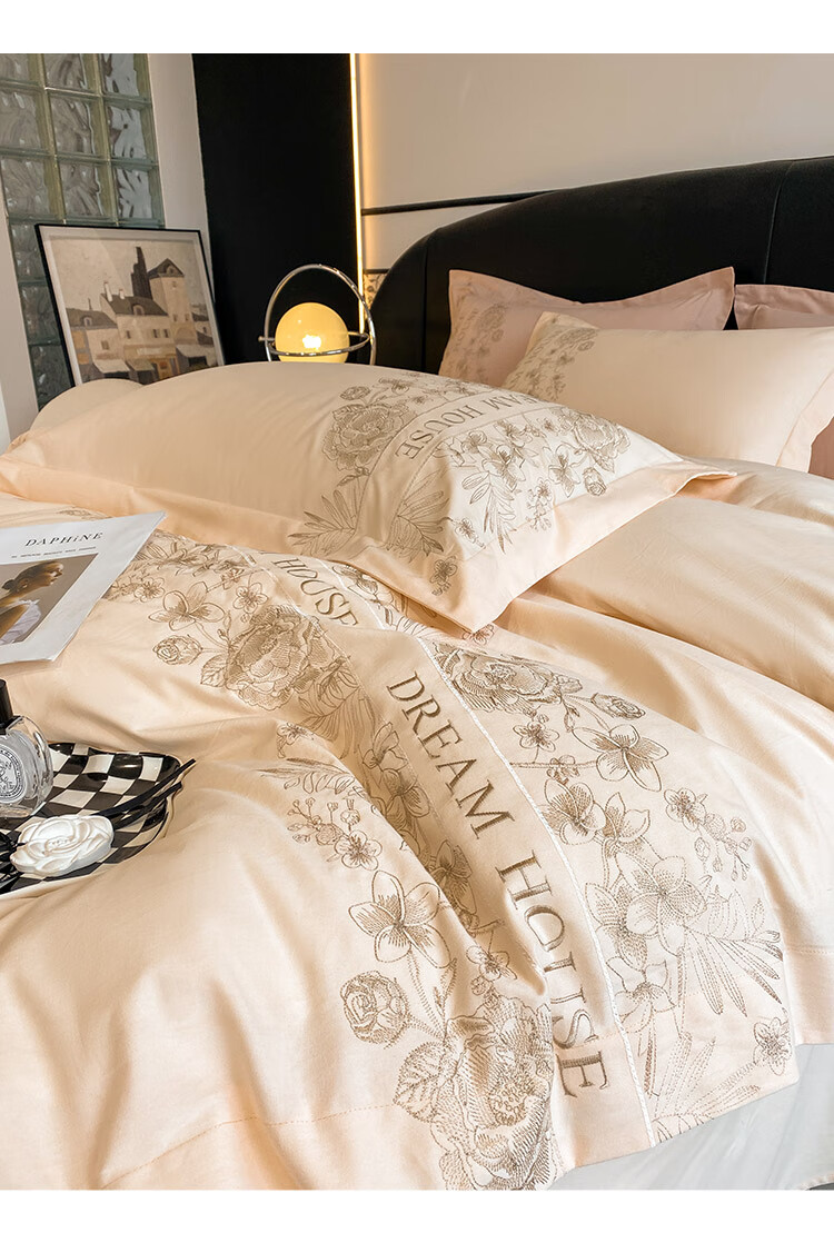 紫罗兰家纺 秋冬加厚纯棉四件套少女心全棉磨毛床单被套美式轻奢床上