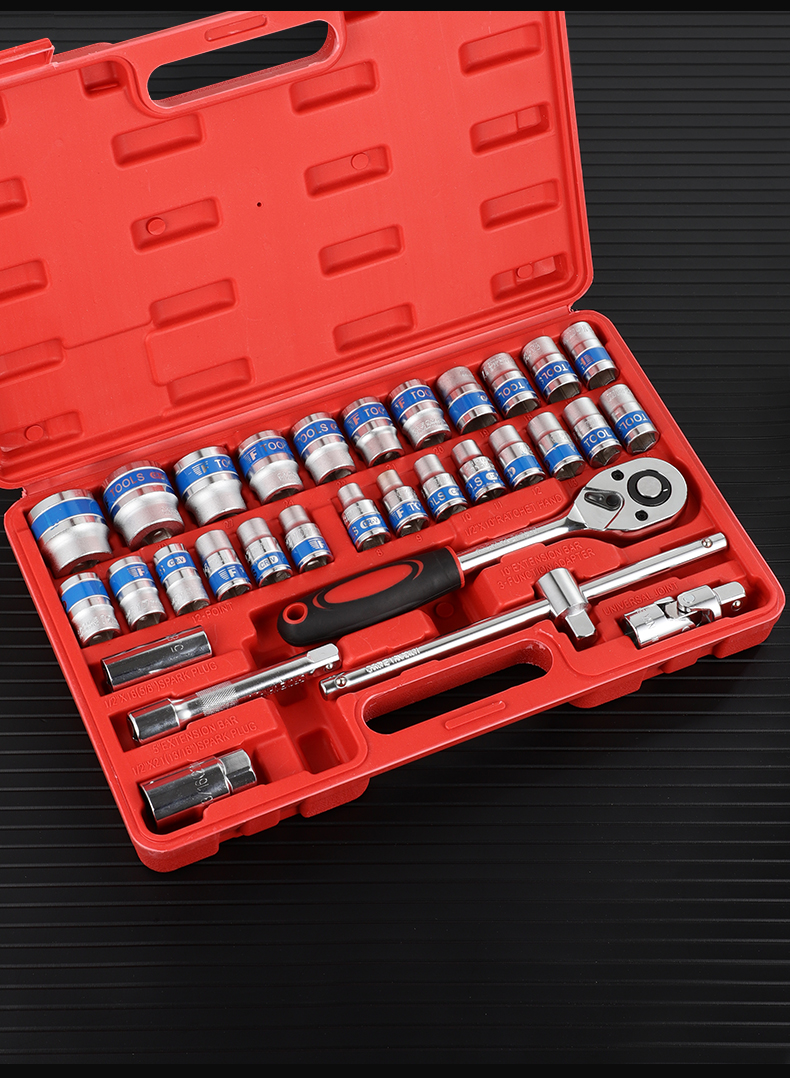 牛享棘轮套筒扳手套装万能扳手汽修工具12件套多功能外六角快速扳手