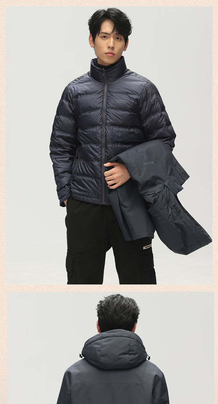 SNOWFLYING [Durable Goose down Jacket] Men's Detachable Inner Liner Warm Coat for Middle-Aged And Elderly Fathers 16