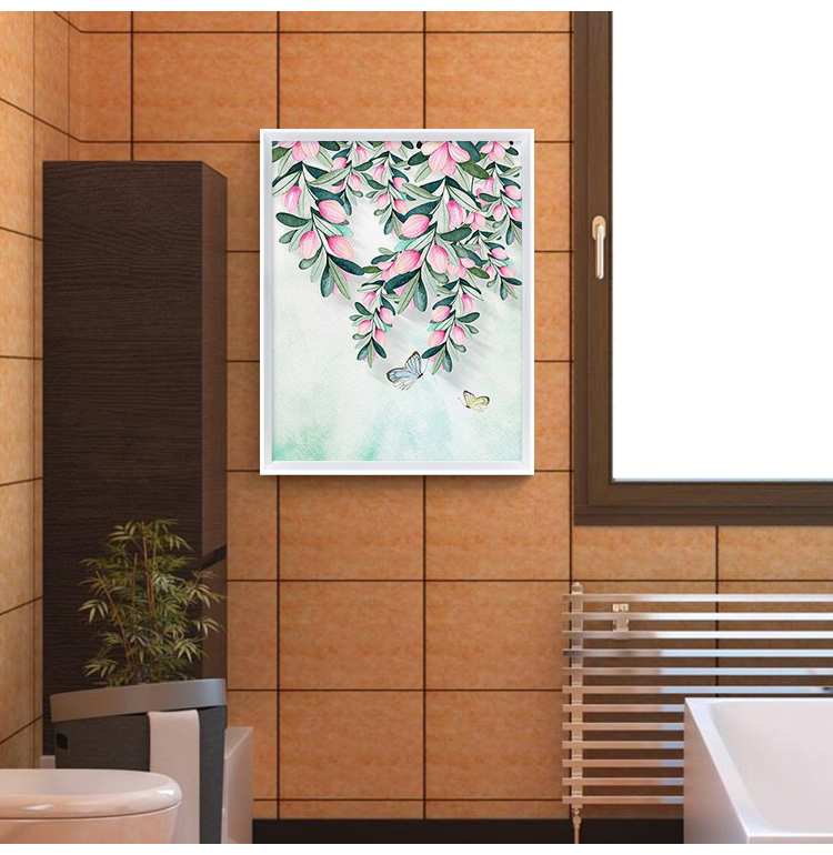 卫生间挂画防水卫生间厕所装饰画北欧现代浴室客厅玄关晶瓷画自粘小挂