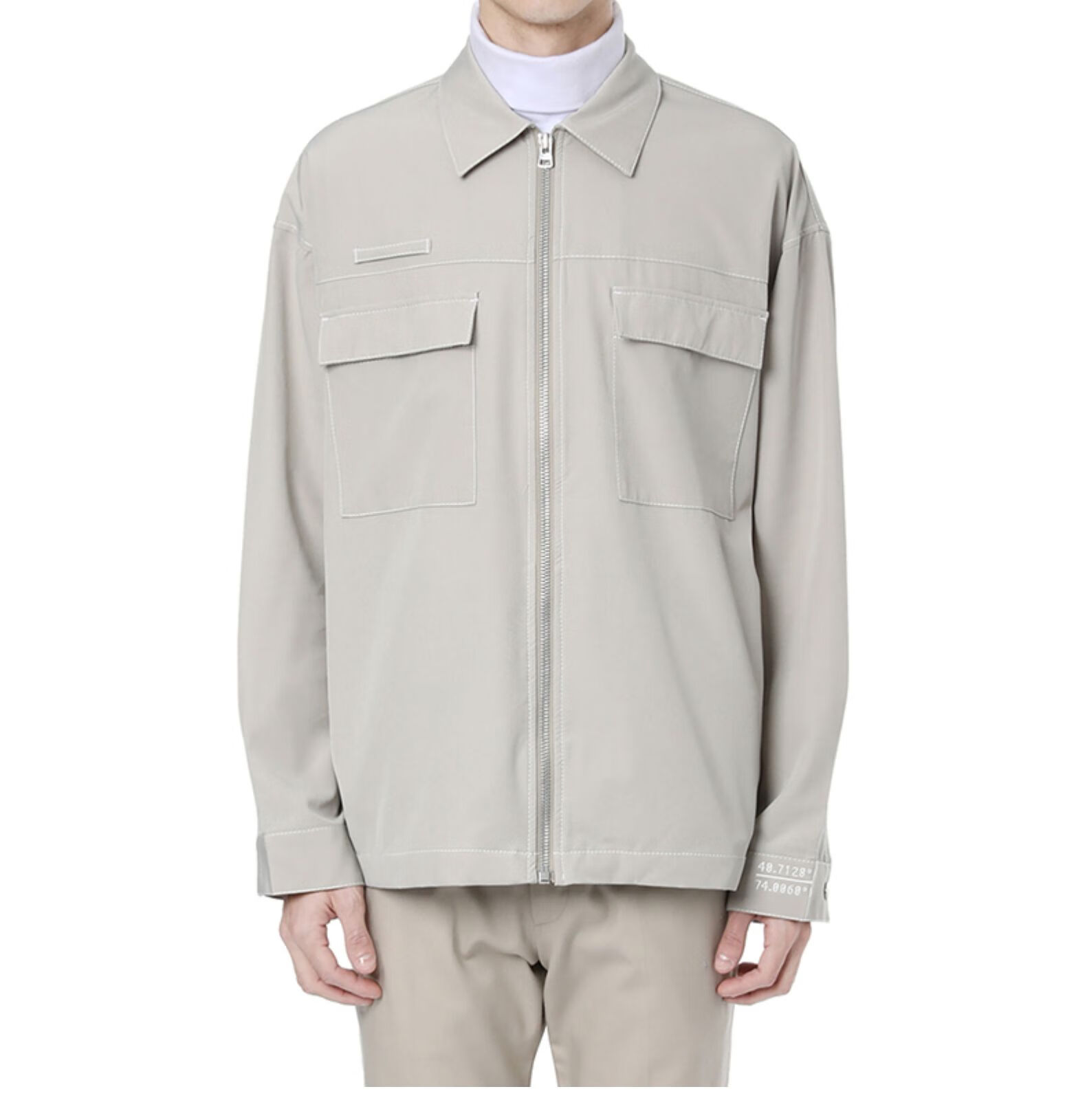 it izzue男装拉链夹克春季潮流外缝线工装口袋7116s0e bgt/灰色 xl