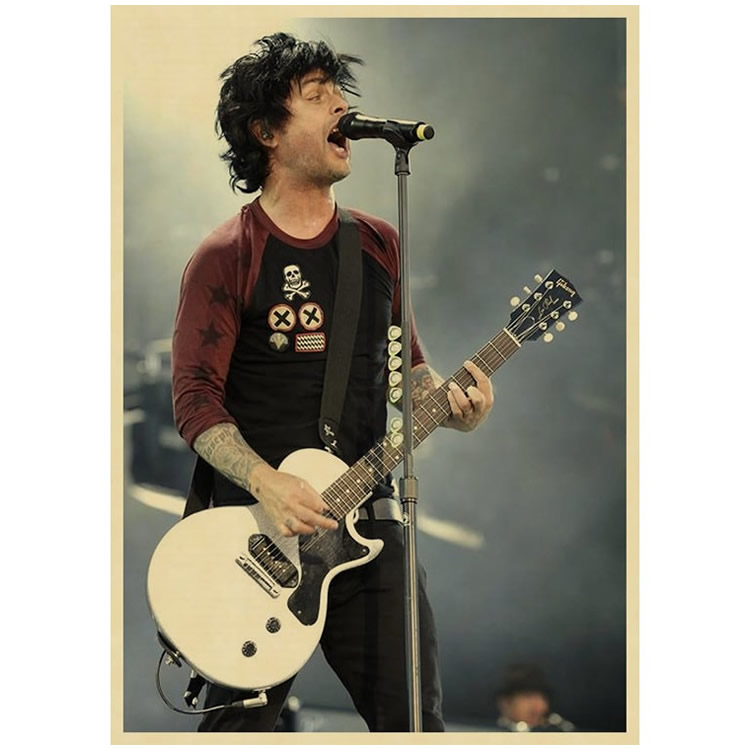 绿日乐队 牛皮纸海报 复古怀旧装饰画 美国朋克 摇滚音乐无框画 绿日