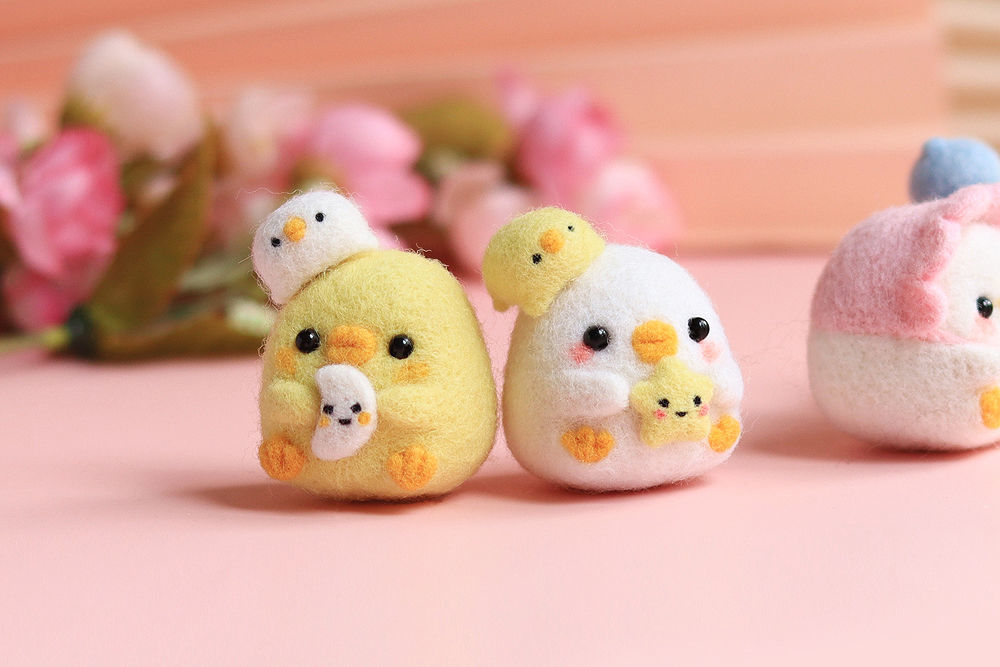 怀桑羊毛毡戳戳乐鸭子挂件手工制作diy材料包钥匙扣送男女友生日礼物