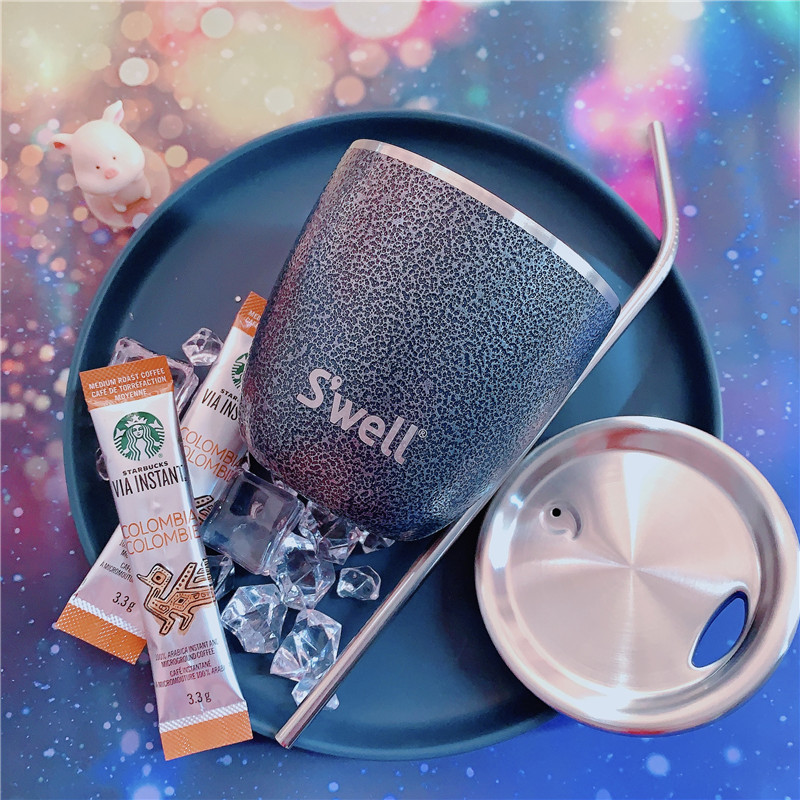 swell马克杯swell桌面杯带盖随行杯马克杯保温便携ins风不锈钢吸管