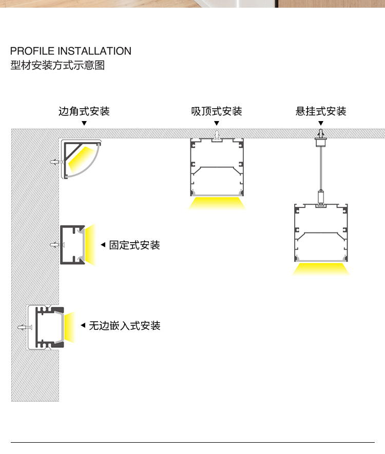 60客厅led灯条黑色线性灯嵌入式暗装led无边框线型灯条铝槽明装钛