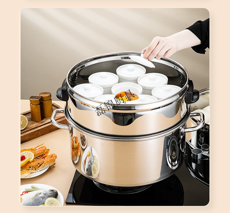 苏泊尔品质不锈钢蒸锅家用特大号大蒸包子蒸笼锅蒸馒头多层商用煤气灶