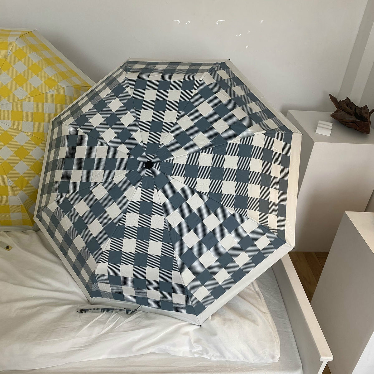 雨中曲斜纹大格子雨伞女学生韩版拼色手动黑胶防嗮晴雨两用遮阳伞