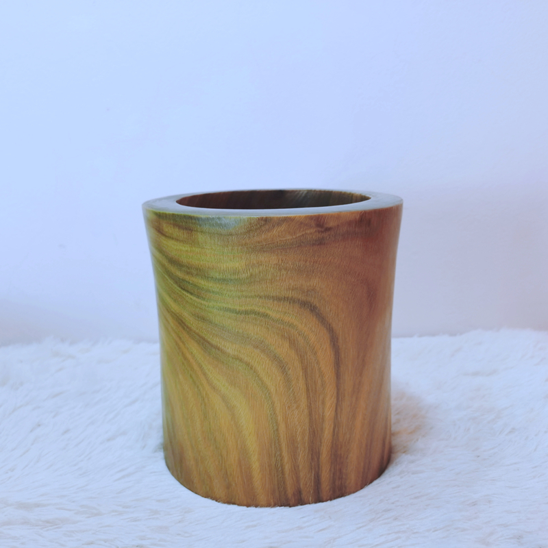 景超富康 绿檀木红木实木雕刻书房办公室礼品学生毛笔筒圆形摆件收纳