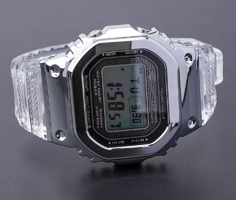 plts适用于改装卡西欧手表带表壳小方块gmwb5000金砖银砖替换配件金色