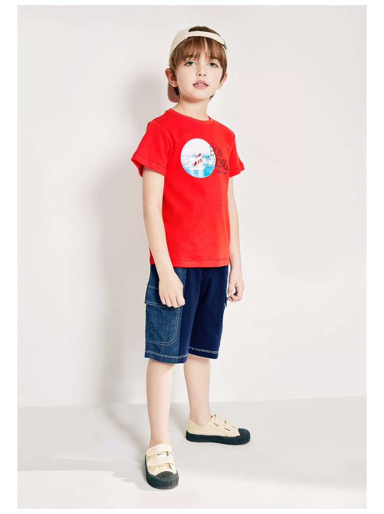 chiaus雀氏童装帆船系列男童t恤儿童短袖海洋上衣夏季新款小童纯棉t