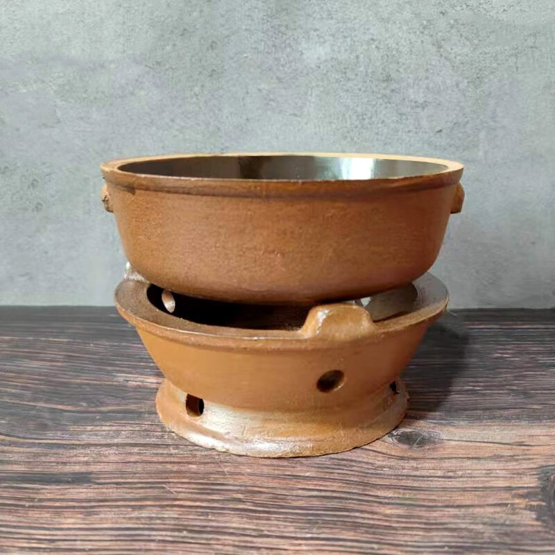 尼尔欣 常德钵子锅 常德小钵子菜土钵陶瓷矮款酒精炉小火锅砂锅湘菜炖