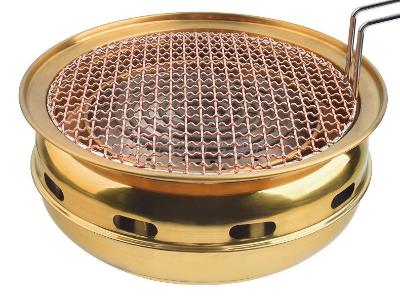 韩式电烤炉商用圆形烤肉锅日式烧烤炉烤肉店电热上排烟烤肉炉半镶嵌铜