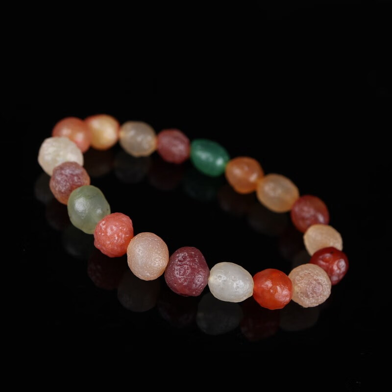 玉井记 糖心玛瑙手链原石阿拉善戈壁葡萄干糖心玛瑙彩色单圈手串手链