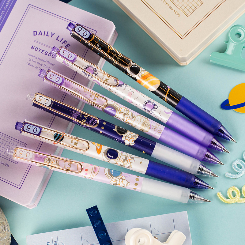 一木林按动式按压式中性笔水笔签字笔黑色0.