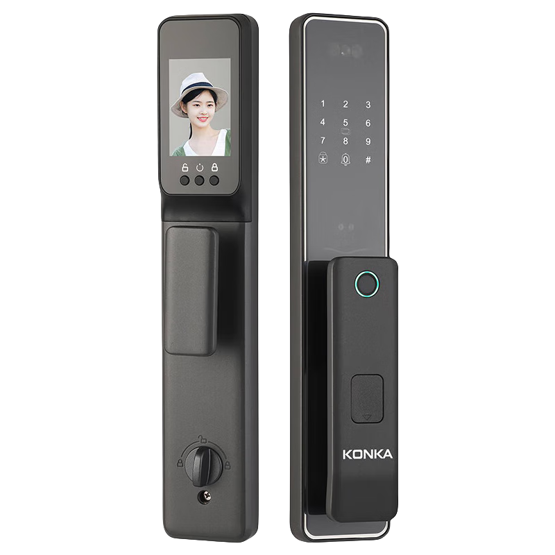 锁家用防盗门指纹锁可视猫全自动密码锁人脸识别v2r 灰色【图片 价格