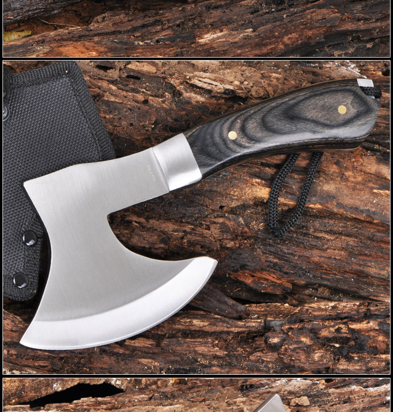 lomazoo 手斧厨房骨剁肉不锈钢板斧农场户外野营工具锋利的一体斧子高