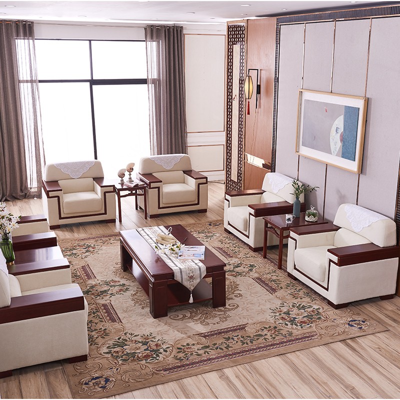 弗拉基米贵宾室接待沙发新中式布艺办公沙发会客接待沙发会议室洽谈