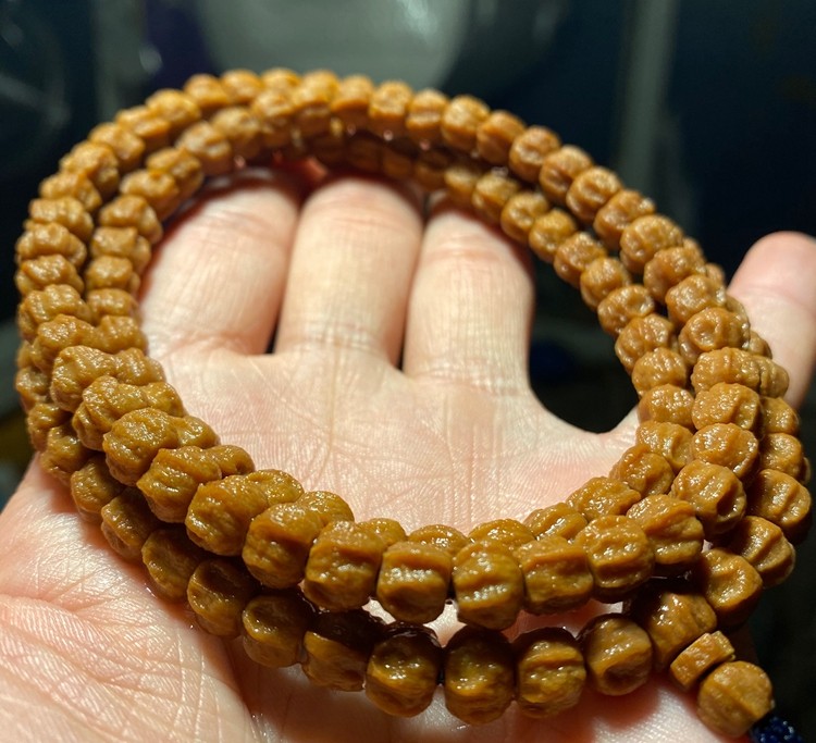 顶盈狂野龙脊纹深坑鬼脸西藏热振寺百香籽108颗佛珠原桩柏菩提子手串7