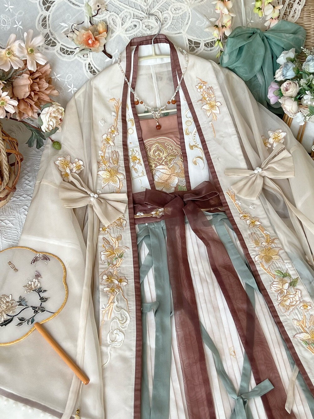 【高端轻奢】原创刺绣大袖衫对襟长衫宋制汉服女夏季中国风新 对襟