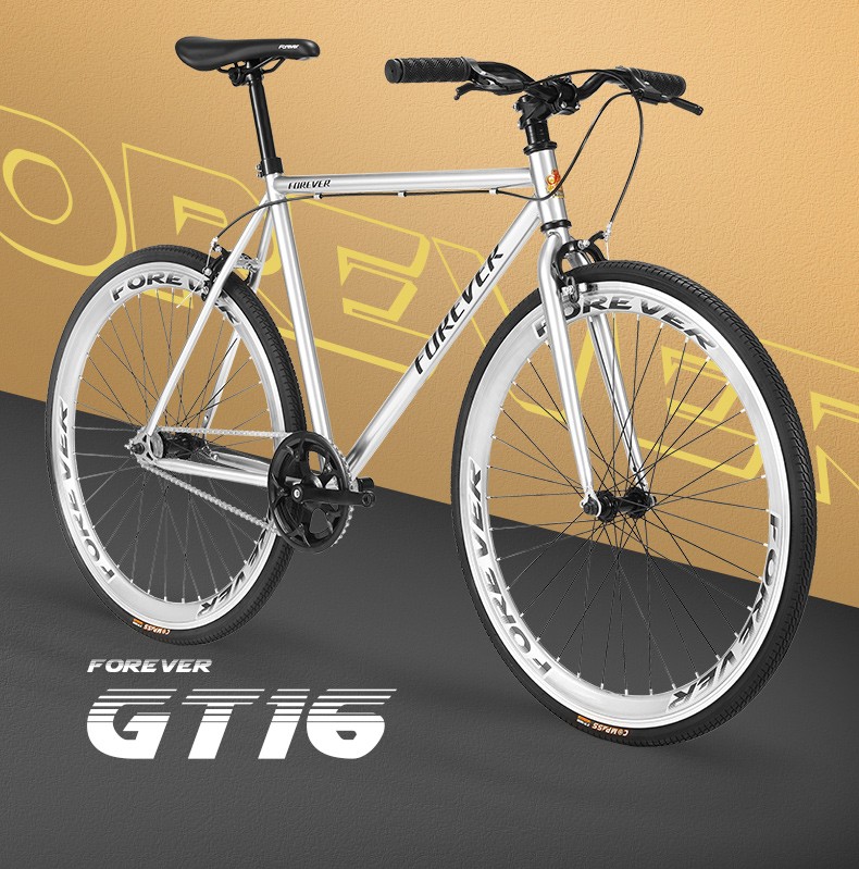 永久自行车男女成人假死飞公路车小燕把城市休闲学生单车白黑