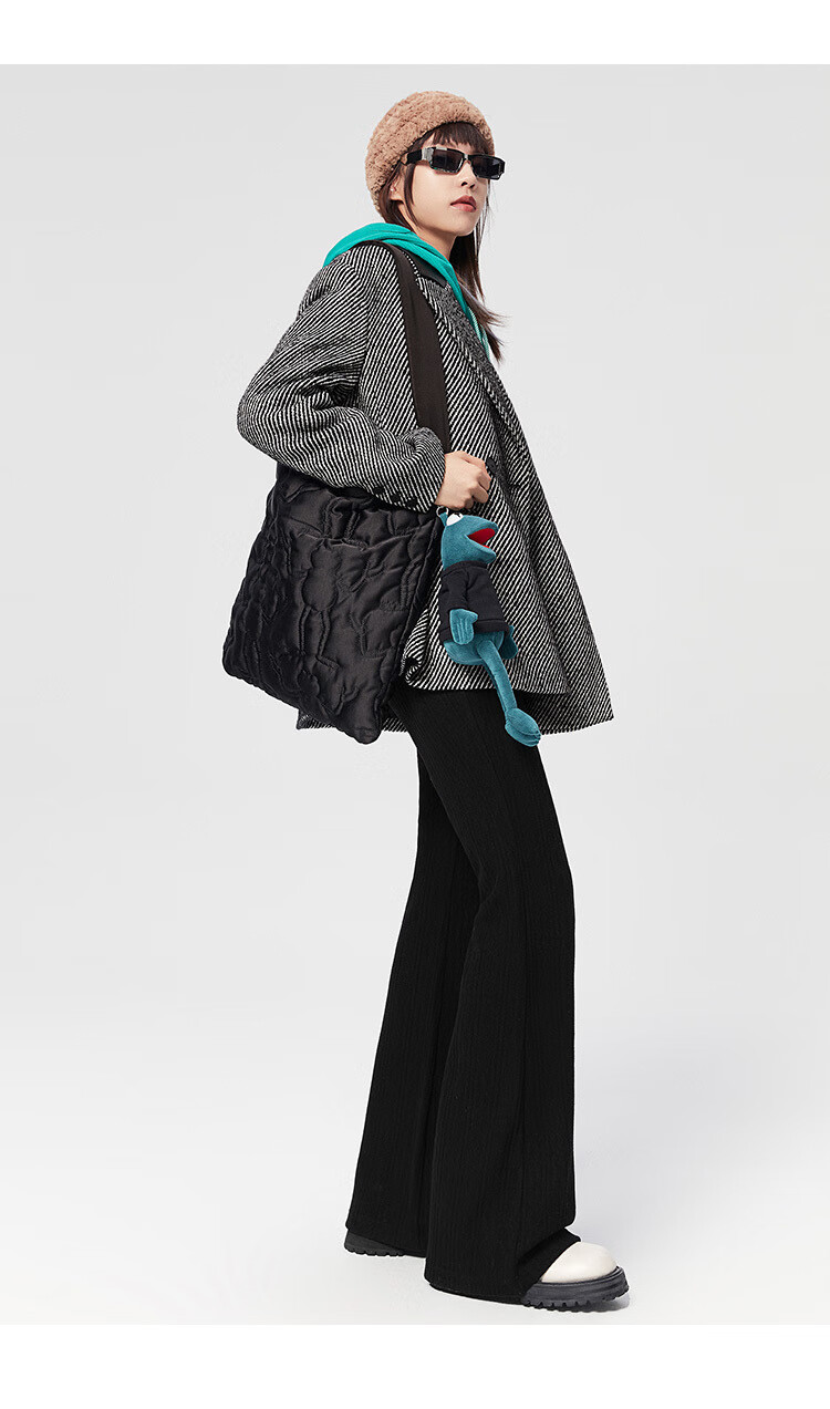 太平鸟斜纹呢大衣女2021年秋冬新款小个子西装式复古通勤毛呢外套