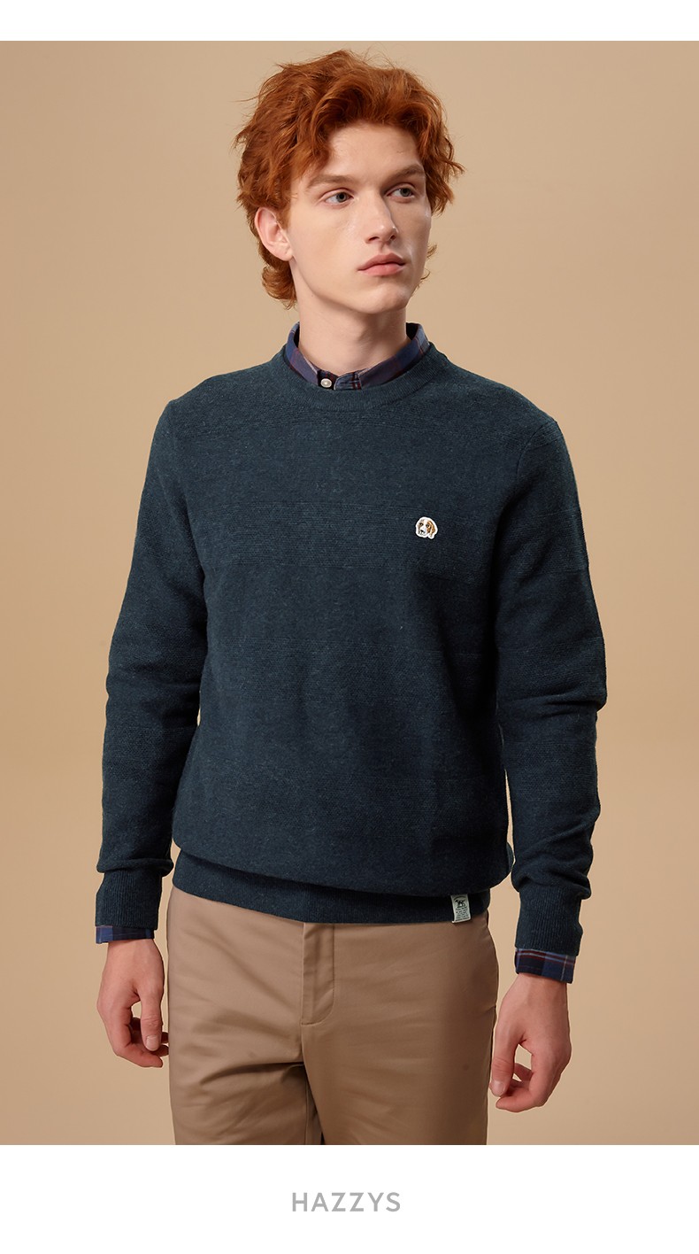 【phiz系列】哈吉斯hazzys 冬季羊毛衫男英伦都市针织abyzd09di21